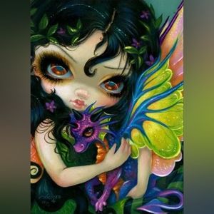 Black Hair Dragon Girl DIY 5D Full Round Drill Diamond Painting